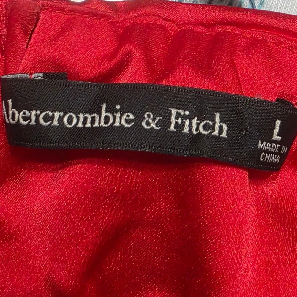 Abercrombie & Fitch Womens L Maxi Dress Red Pleated Tiered Cutout Formal